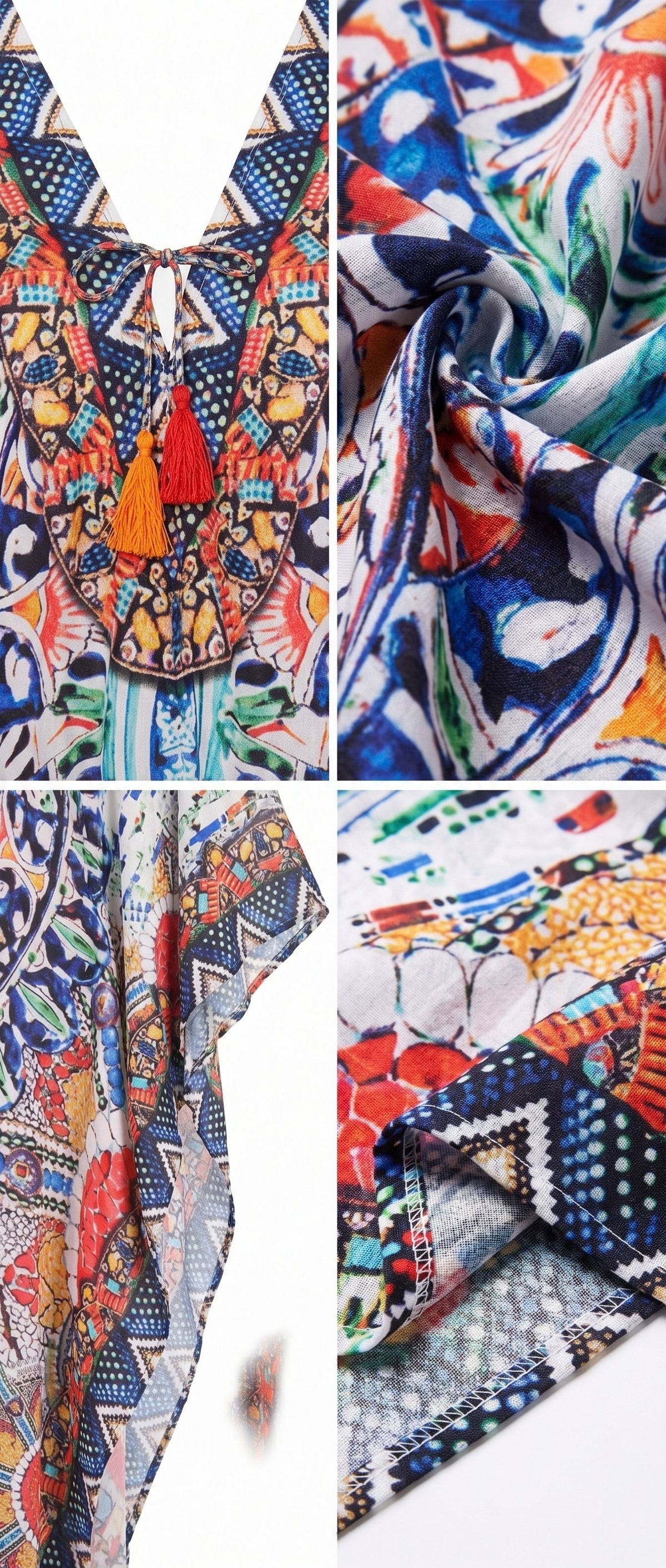 Sakkas Georgettina Flowy Rhinestone V Neck Long Caftan Dress/Cover Up