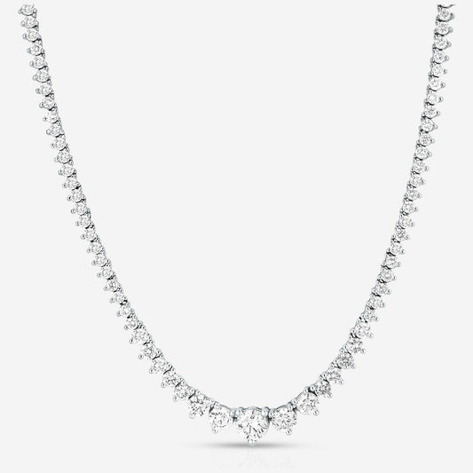 20 CT Created White Sapphire Graduated Tennis Necklace - G-H Color, SI Clarity