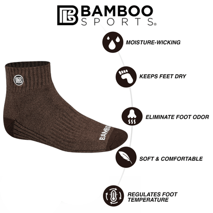 Premium Bamboo Rayon Quarter High Crew Socks - 3 Pair and 6 Pair Packs Available